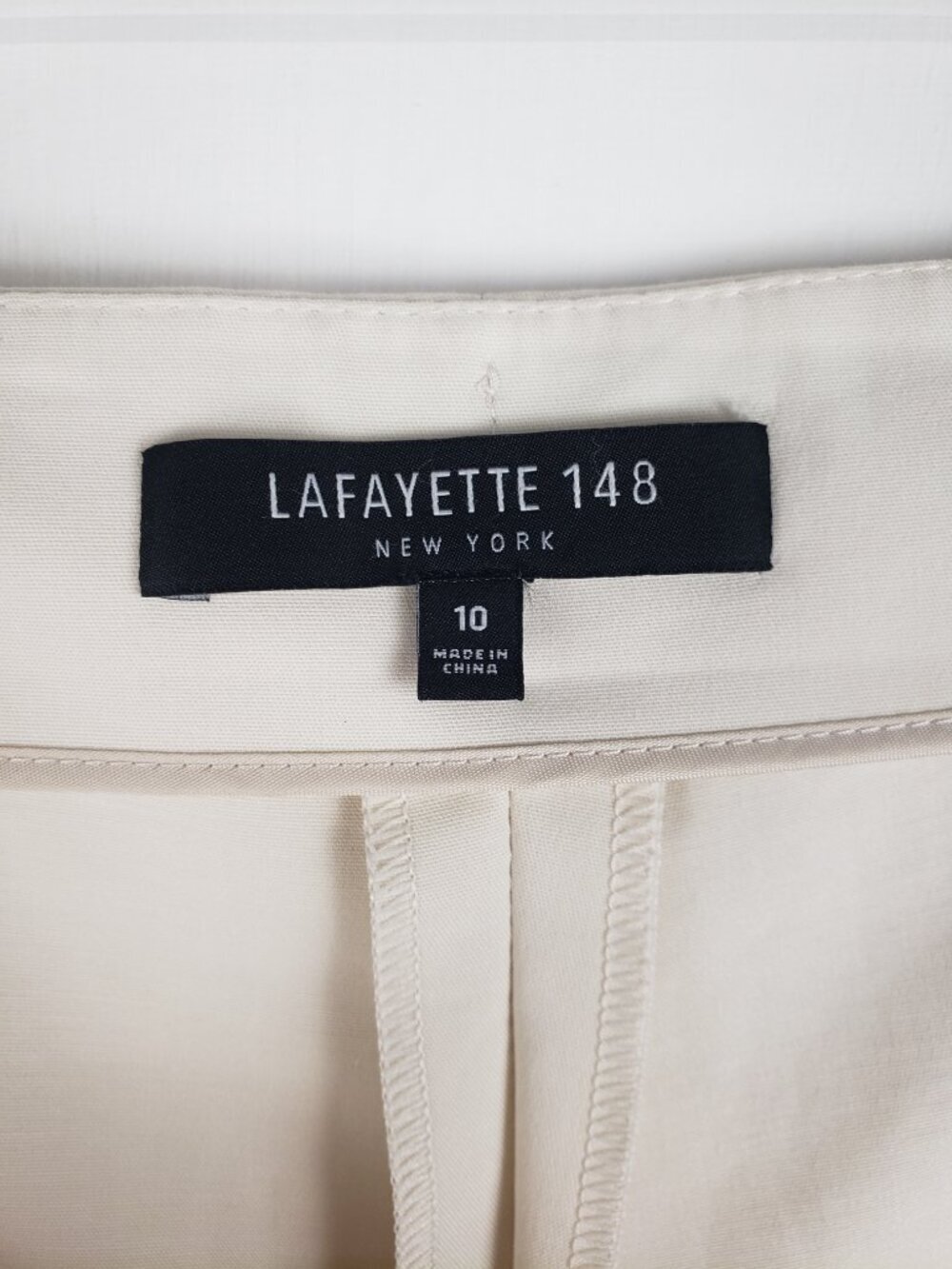Lafayette 148 New York Stanton Slim Leg Ankle Pant Ivory Khaki Stretch Womens 10 - Picture 7 of 10